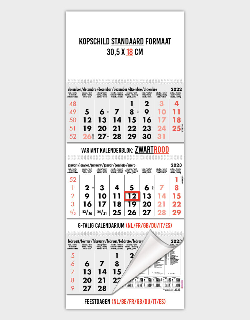 kleurvariant calendarium wandkalender