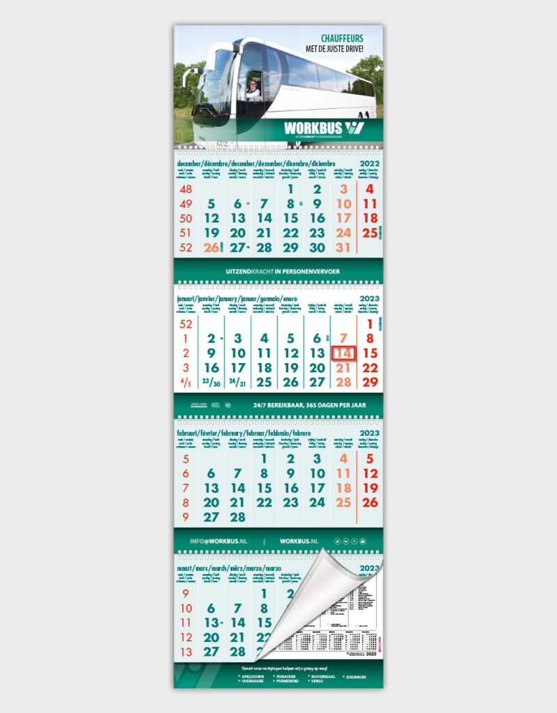 4 maand wandkalender